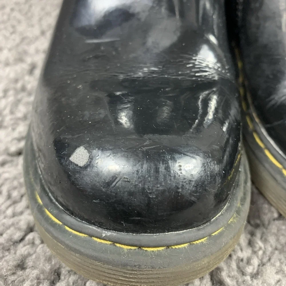 Dr. Martens Blip Junior Patent Leather Black Biker Boots Size US 3 EU 34